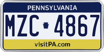 PA license plate MZC4867