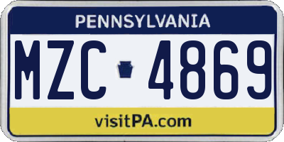 PA license plate MZC4869