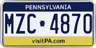 PA license plate MZC4870