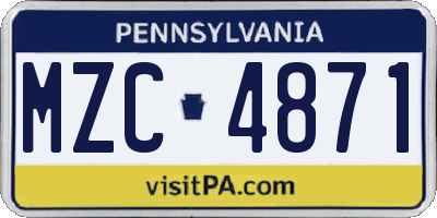 PA license plate MZC4871