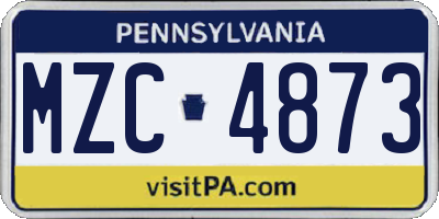 PA license plate MZC4873