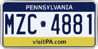 PA license plate MZC4881