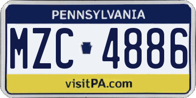 PA license plate MZC4886