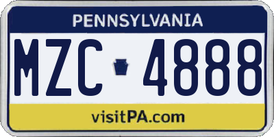 PA license plate MZC4888