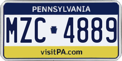 PA license plate MZC4889