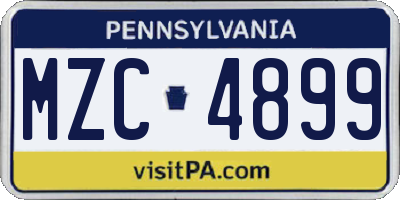 PA license plate MZC4899
