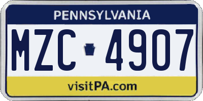 PA license plate MZC4907