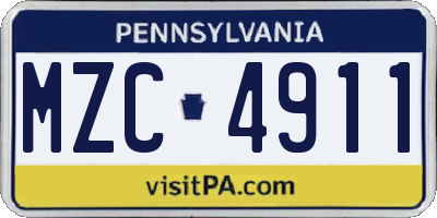 PA license plate MZC4911
