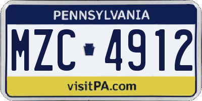 PA license plate MZC4912
