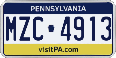 PA license plate MZC4913