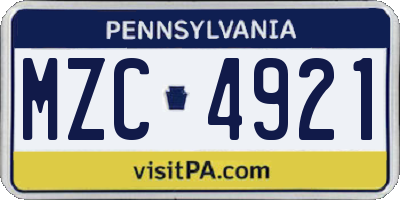 PA license plate MZC4921