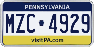 PA license plate MZC4929