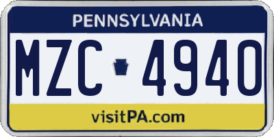 PA license plate MZC4940