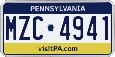 PA license plate MZC4941