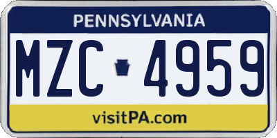 PA license plate MZC4959