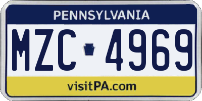PA license plate MZC4969