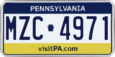 PA license plate MZC4971