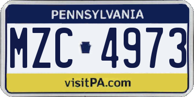 PA license plate MZC4973