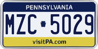 PA license plate MZC5029