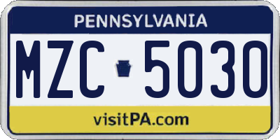 PA license plate MZC5030