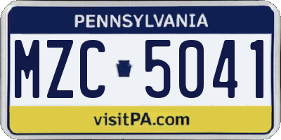PA license plate MZC5041