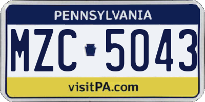 PA license plate MZC5043