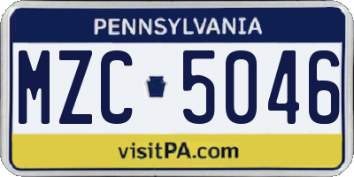 PA license plate MZC5046