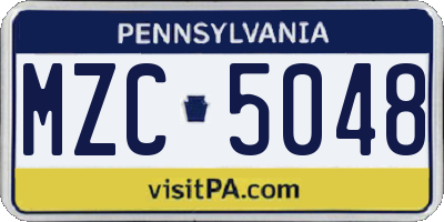 PA license plate MZC5048