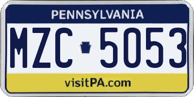 PA license plate MZC5053