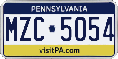 PA license plate MZC5054