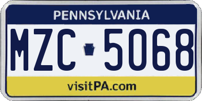 PA license plate MZC5068