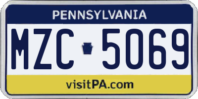 PA license plate MZC5069