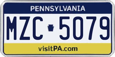 PA license plate MZC5079
