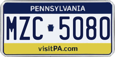 PA license plate MZC5080