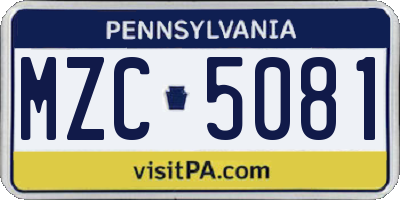 PA license plate MZC5081
