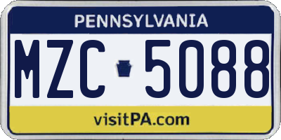 PA license plate MZC5088