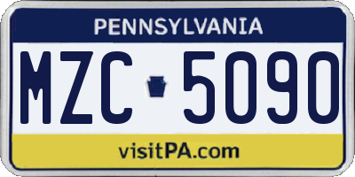 PA license plate MZC5090
