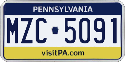 PA license plate MZC5091