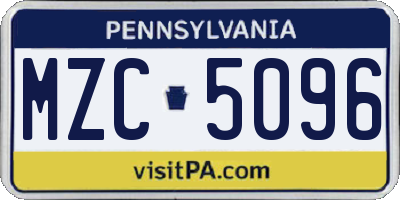 PA license plate MZC5096