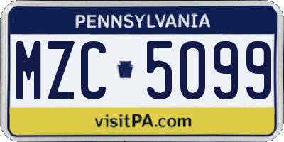 PA license plate MZC5099