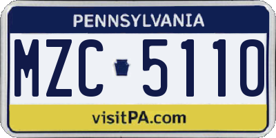 PA license plate MZC5110