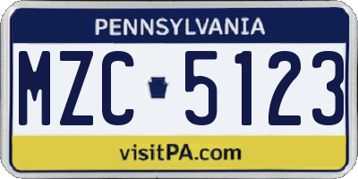 PA license plate MZC5123