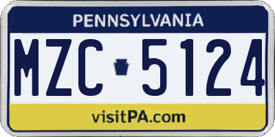 PA license plate MZC5124