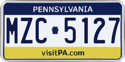 PA license plate MZC5127