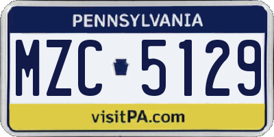 PA license plate MZC5129