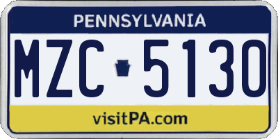 PA license plate MZC5130