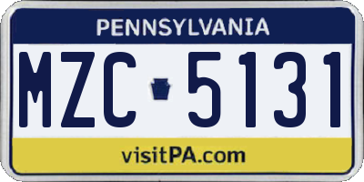 PA license plate MZC5131