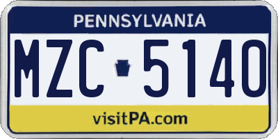 PA license plate MZC5140