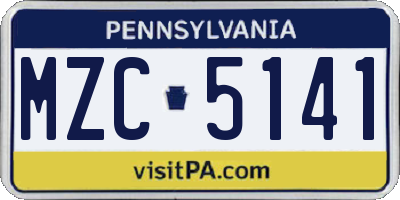 PA license plate MZC5141