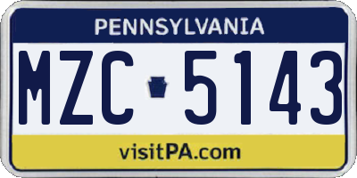PA license plate MZC5143